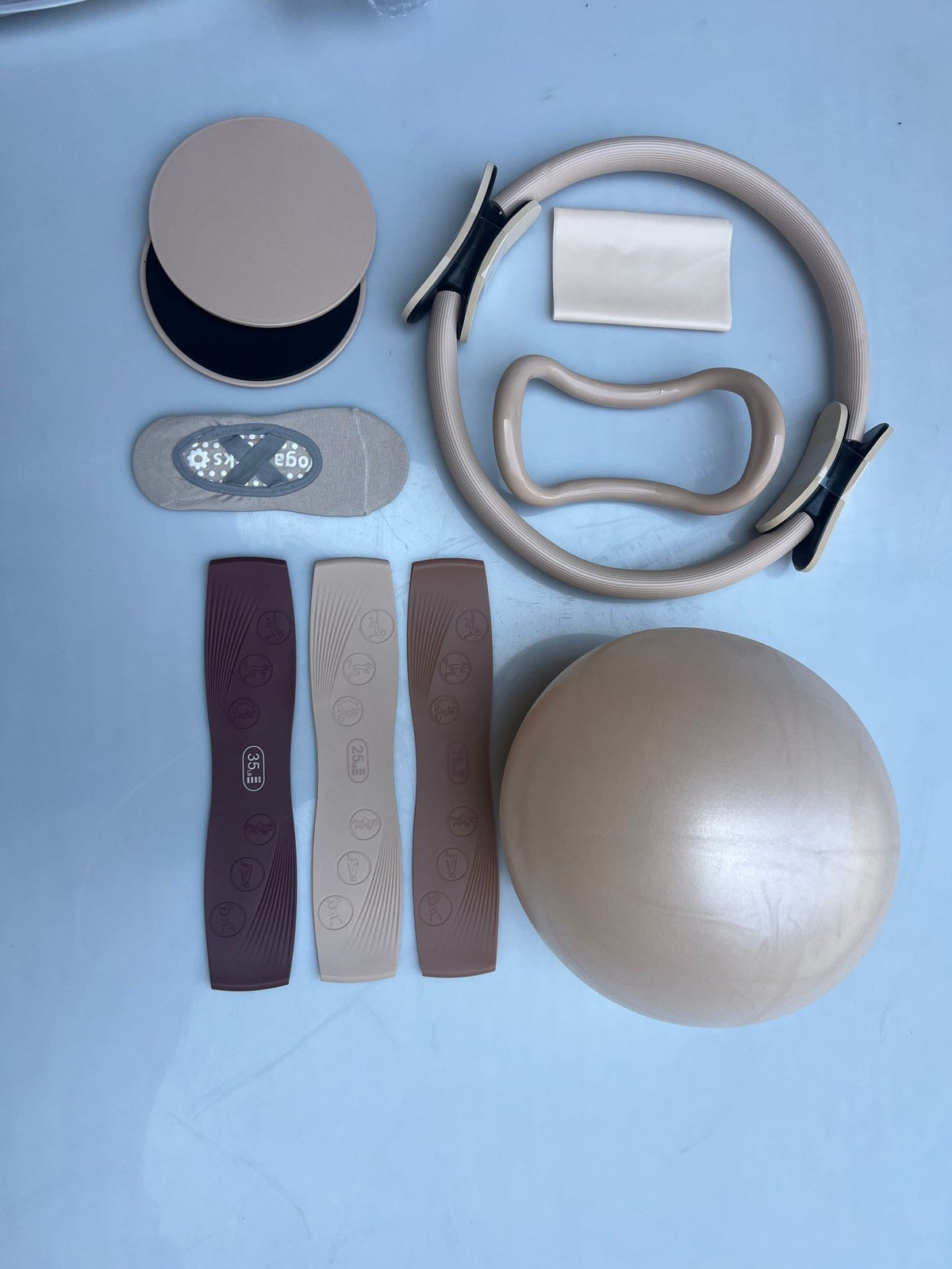 Pilates Ring Multi-Piece Set with Stretch Assist Belt, Silicone Resistance Band, Yoga Socks, Yoga Foam Roller, and Slimming Combo - image 2