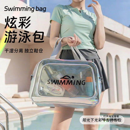 Colorful Upgraded Large-Capacity Swimming Bag with Wet and Dry Separation, Transparent Waterproof Storage Bag, Women's Bathing Bag, Fitness Toiletry Bag - image 2