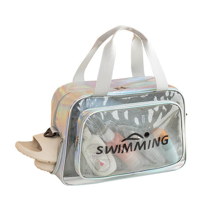 Colorful Upgraded Large-Capacity Swimming Bag with Wet and Dry Separation, Transparent Waterproof Storage Bag, Women's Bathing Bag, Fitness Toiletry Bag - image 5