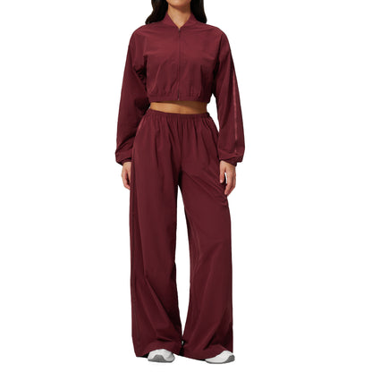 Ze Chuang Cross-Border New Yoga Outfit Set for Women, Sun-Protective Short Top, Outdoor Fitness Quick-Dry Long Pants 2549 - image 5