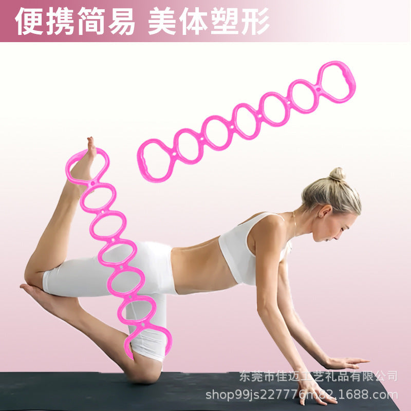 Cross-border silicone seven-hole resistance rope, elastic loop rope for yoga, fitness, back exercises, chest expansion, jelly sports resistance band - image 1