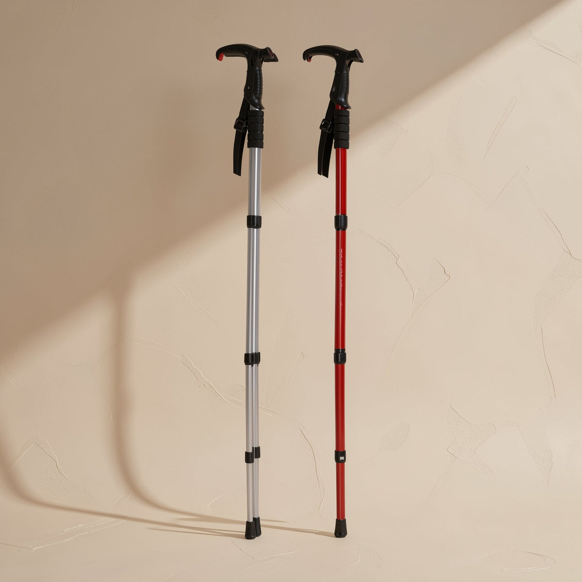 Four-section telescopic iron trekking pole with internal lock and rubber tip - view 5