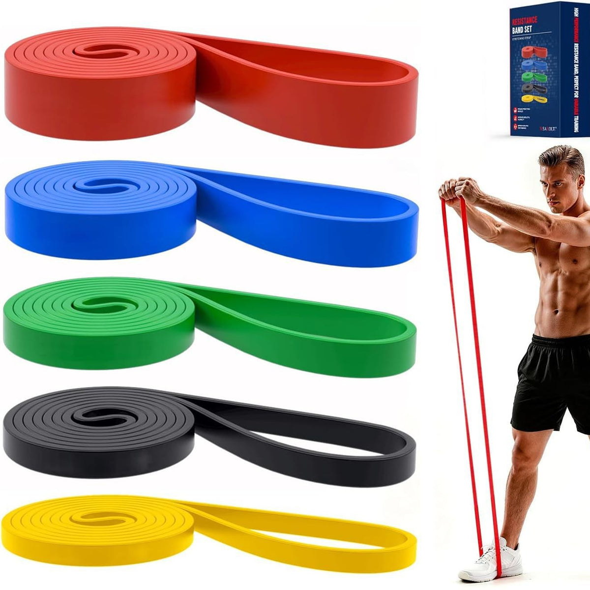 Fitness resistance bands, yoga tension bands, TPE sports training bands, pull-up indoor training resistance band set - image 3