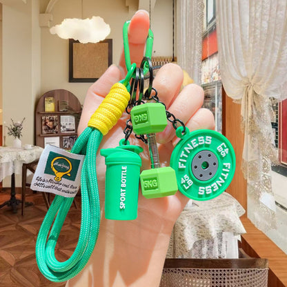 Creative Sports Fitness Equipment Pendant Dumbbell Water Bottle Combination Keychain Trendy Couple Bag Decoration Small Gift - image 3