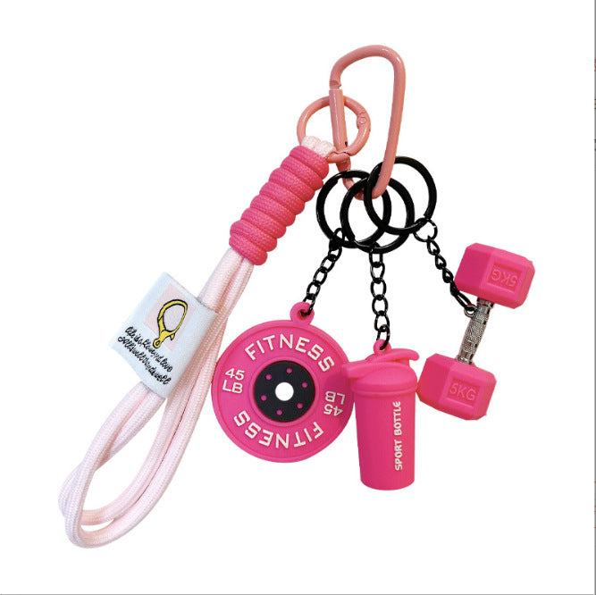 Creative Sports Fitness Equipment Pendant Dumbbell Water Bottle Combination Keychain Trendy Couple Bag Decoration Small Gift - image 5