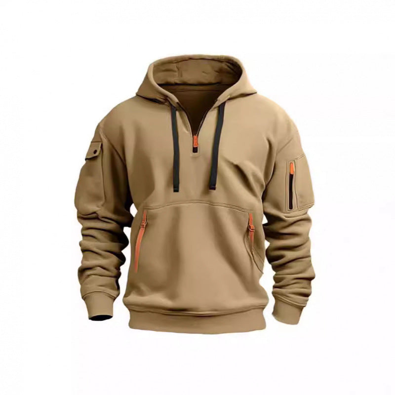 2024 Cross-Border Autumn and Winter Men's Sports Casual Sweatshirt Hooded Pullover Zipper Multi-Pocket Men's Sweatshirt Jacket - image 2