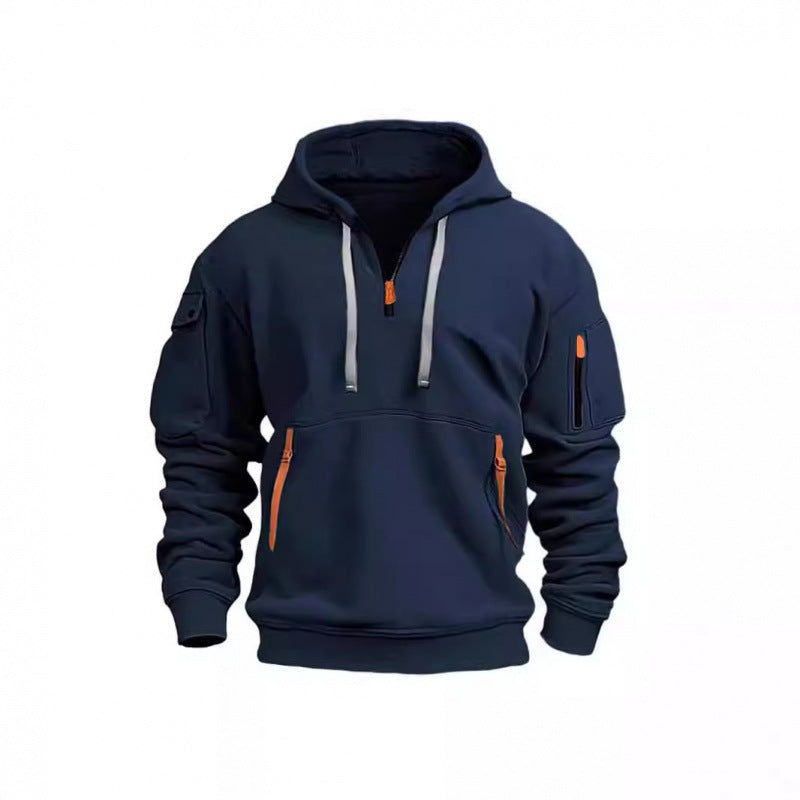 2024 Cross-Border Autumn and Winter Men's Sports Casual Sweatshirt Hooded Pullover Zipper Multi-Pocket Men's Sweatshirt Jacket - image 3