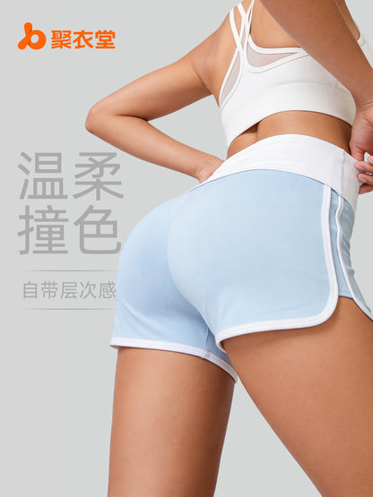 Juyitang Summer New Color-Blocking Yoga Shorts Cycling Sports Slimming High-Waisted Butt-Lifting Fitness Pants for Women - image 1