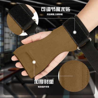 In-stock fitness support straps, leather non-slip weightlifting hand and wrist protectors for men and women, suitable for deadlifts and pull-ups, wholesale dire - image 3