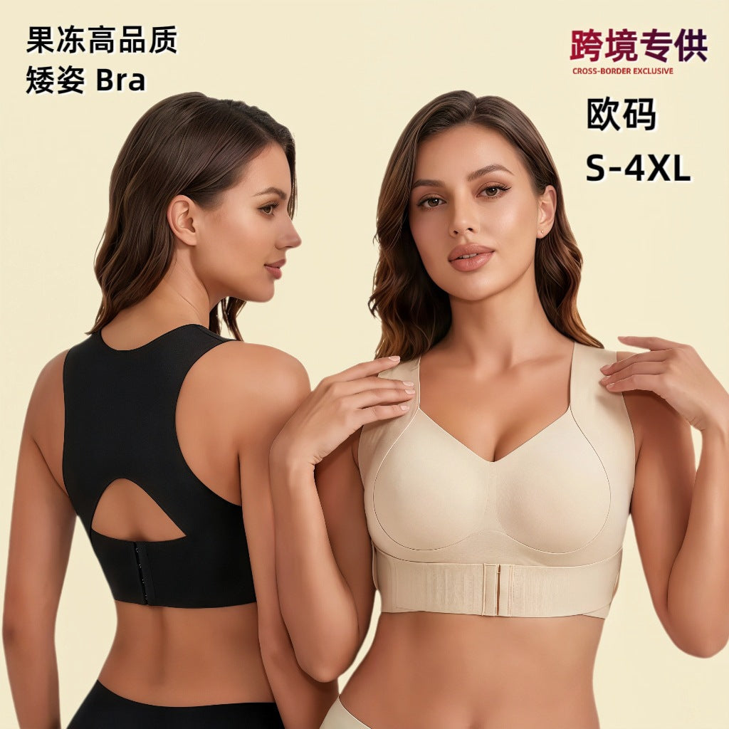 Tk Amazon Cross-Border Jelly European Size Large Size Bra Posture-Correcting Breathable Anti-Sagging Lifting Sports Bra for Women - image 1