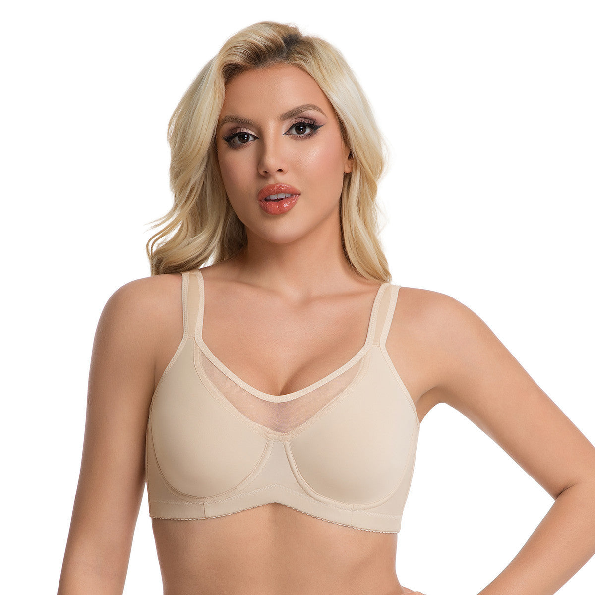 Amazon TK cross-border plus-size women's seamless strapless bra without padding, with underwire, adjustable, push-up, ultra-thin bra - image 3