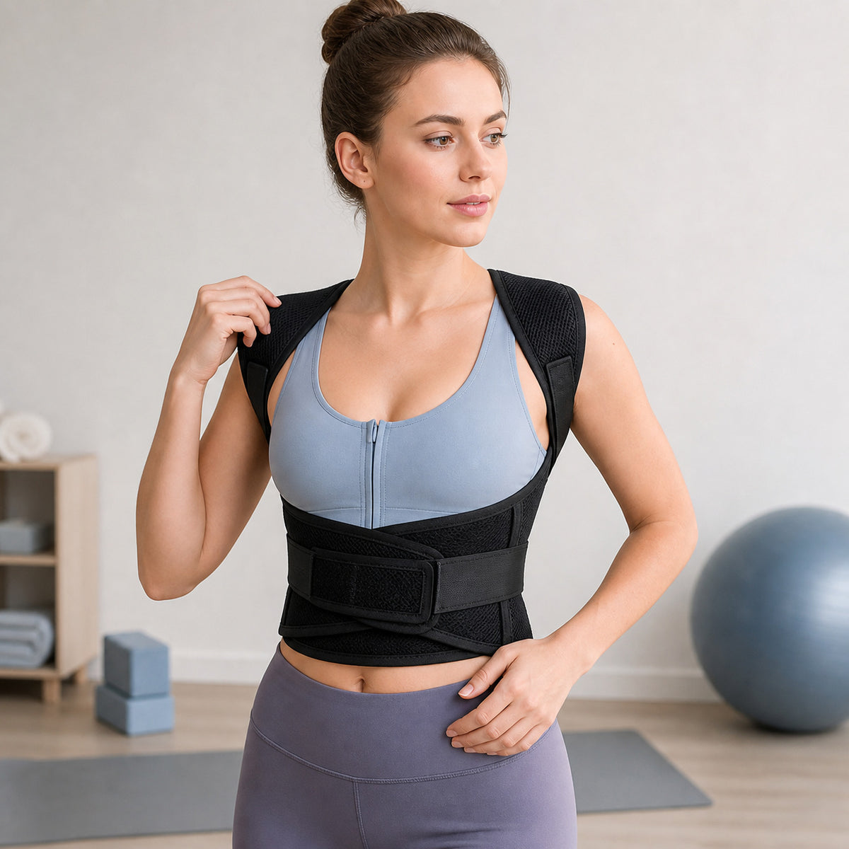Cross-border humpback correction belt, breathable mesh adjustable shoulder and back posture corrector, fitness back support belt - image 1