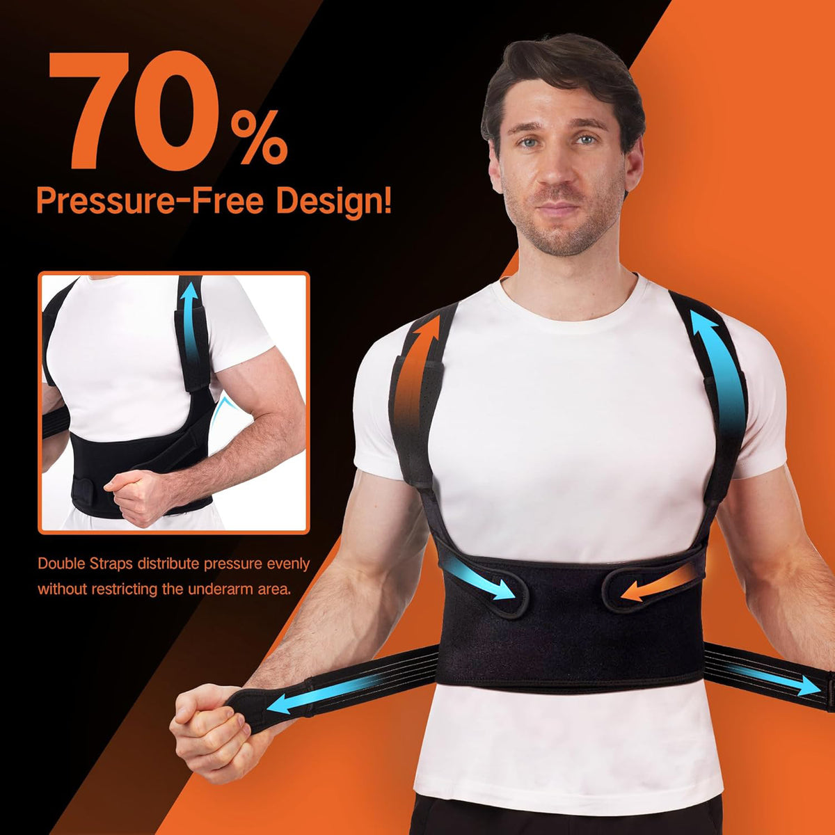 Cross-border humpback correction belt, breathable mesh adjustable shoulder and back posture corrector, fitness back support belt - image 2