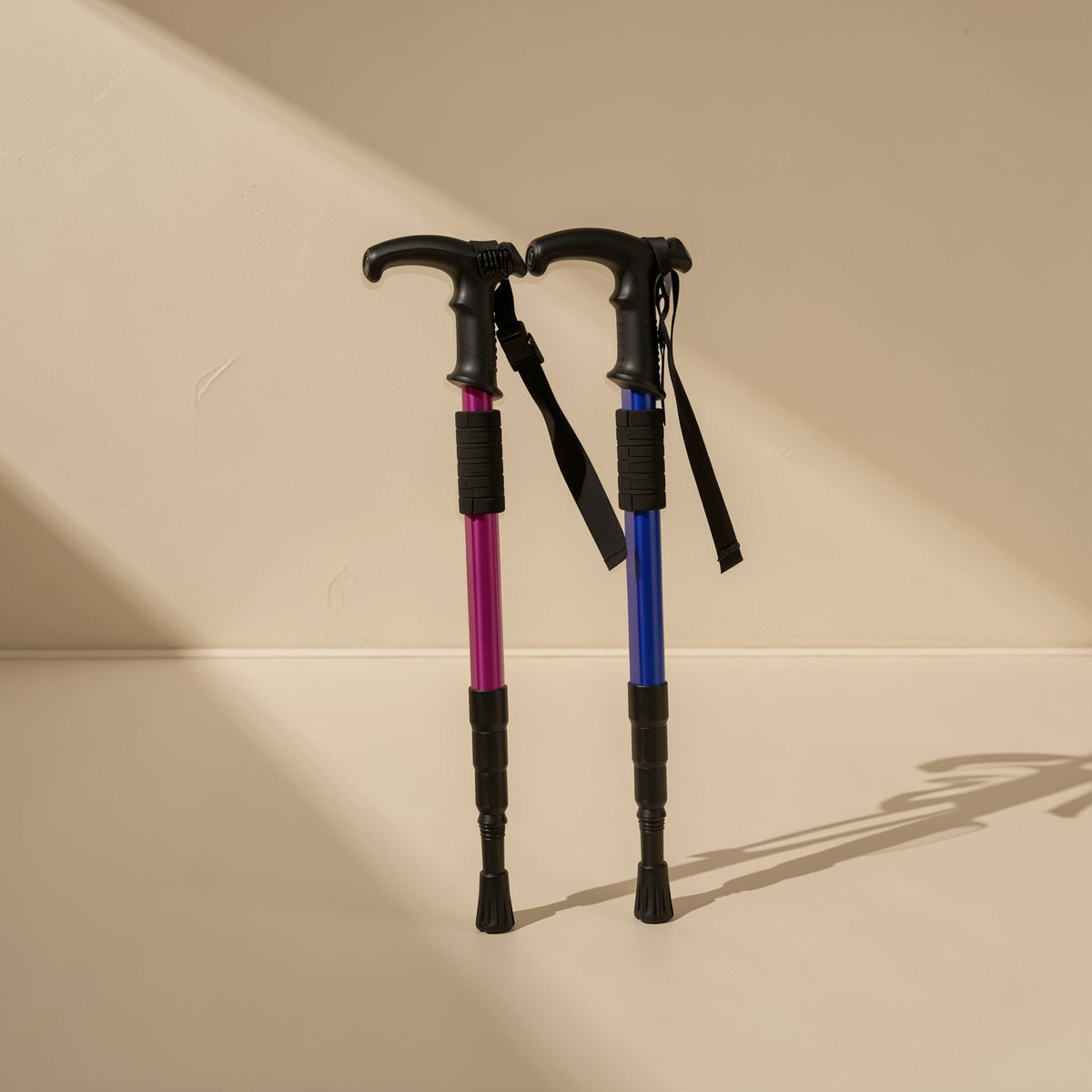 Aluminum trekking pole with rubber T-shaped handle