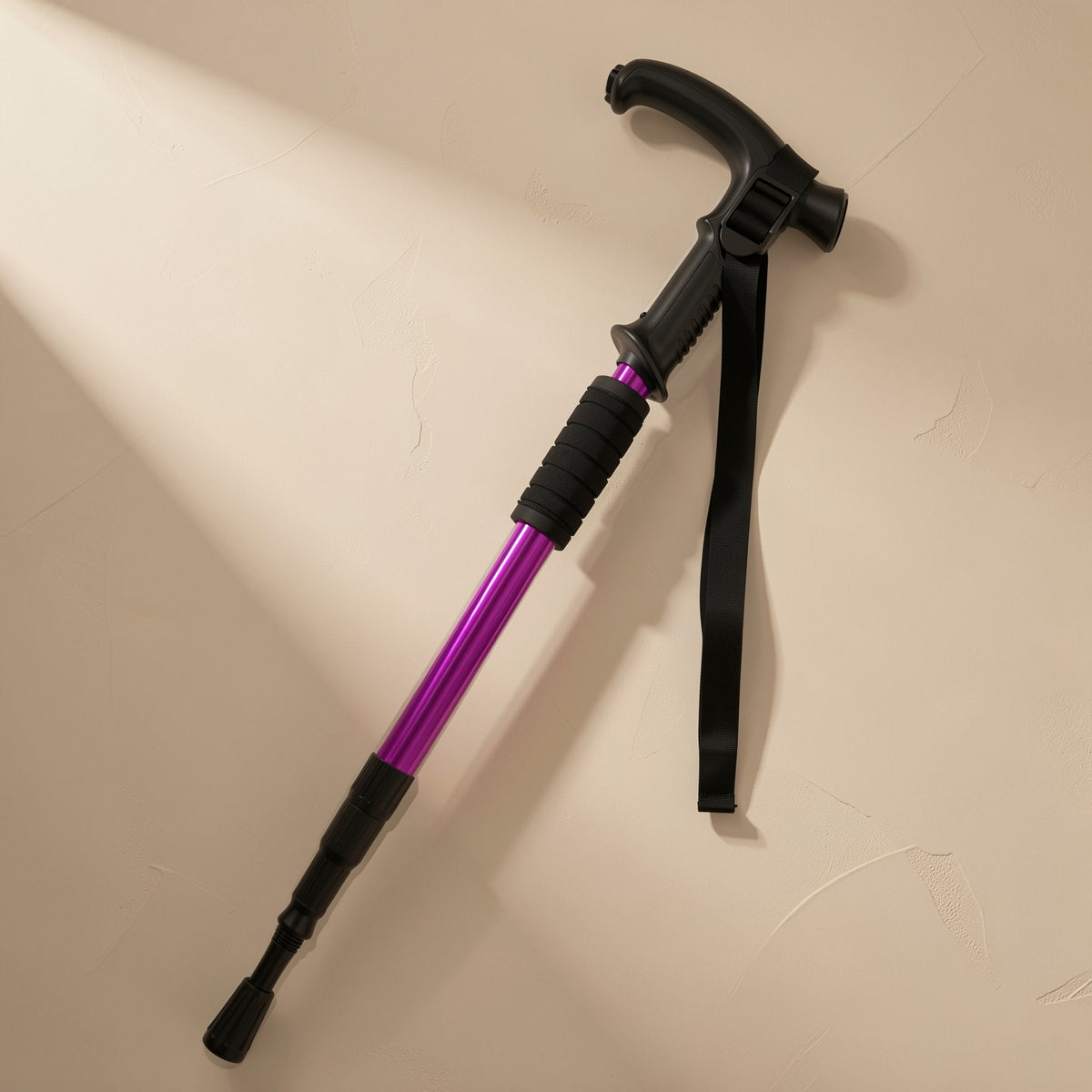 Aluminum trekking pole with rubber T-shaped handle - view 4