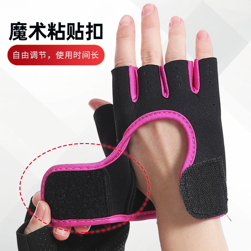 Breathable yoga weightlifting training fitness gloves, sports gloves for men and women, half-finger anti-slip shock-absorbing cycling gloves - image 3