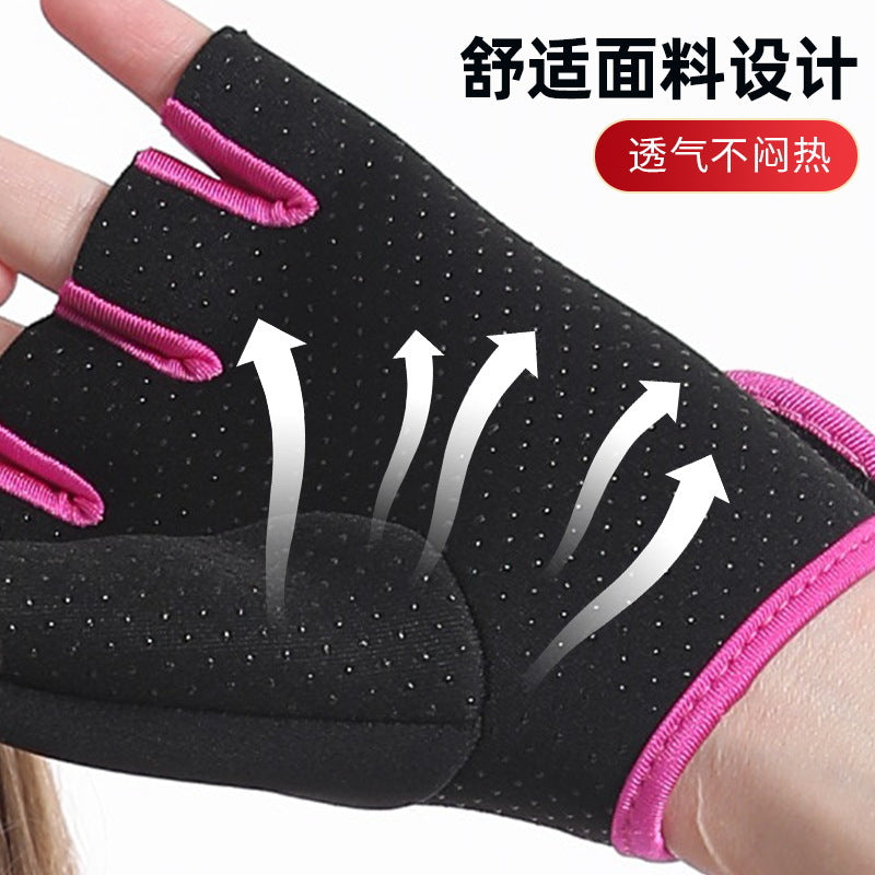 Breathable yoga weightlifting training fitness gloves, sports gloves for men and women, half-finger anti-slip shock-absorbing cycling gloves - image 4