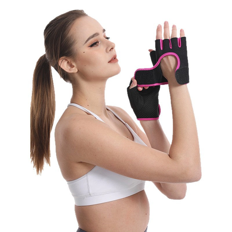 Breathable yoga weightlifting training fitness gloves, sports gloves for men and women, half-finger anti-slip shock-absorbing cycling gloves - image 5