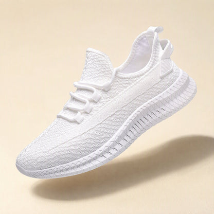 Men's mesh running shoes with round toe and front-tie closure - view 5