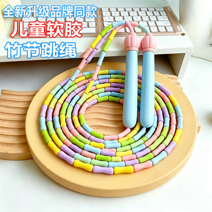 Bamboo-joint jump rope, suitable for classes, children, primary and secondary school students, specially designed for the high school entrance exam, adjustable for physical education exams - image 1
