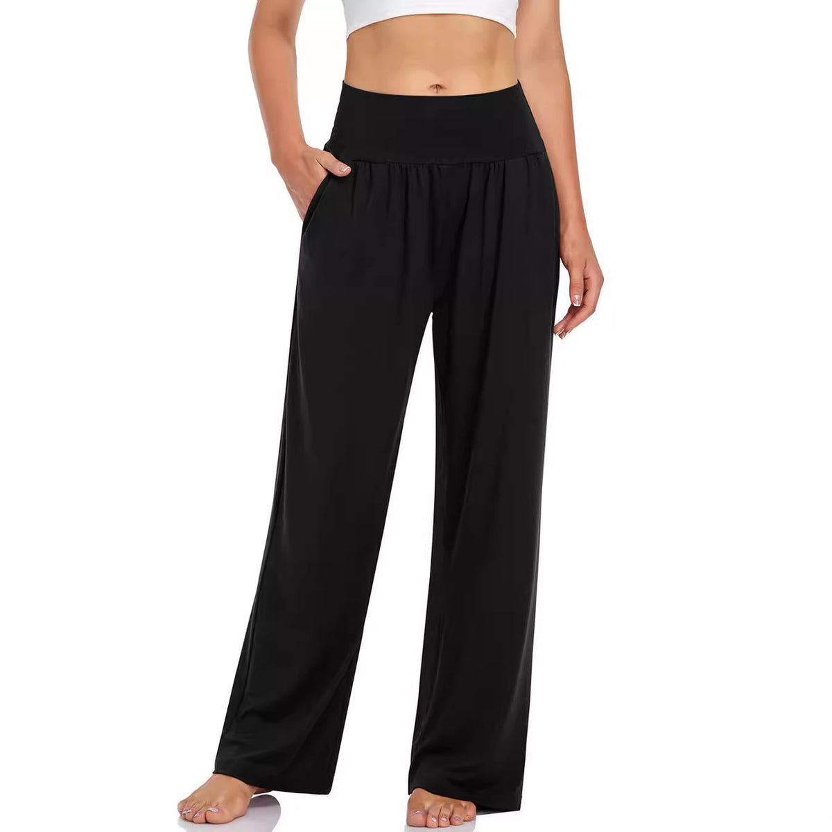2024 Yoga Running Pants, Cool Solid Color Casual Pants for Women, Popular Summer Style, Relaxed Fit, Comfortable Wide-Leg Pants - image 2