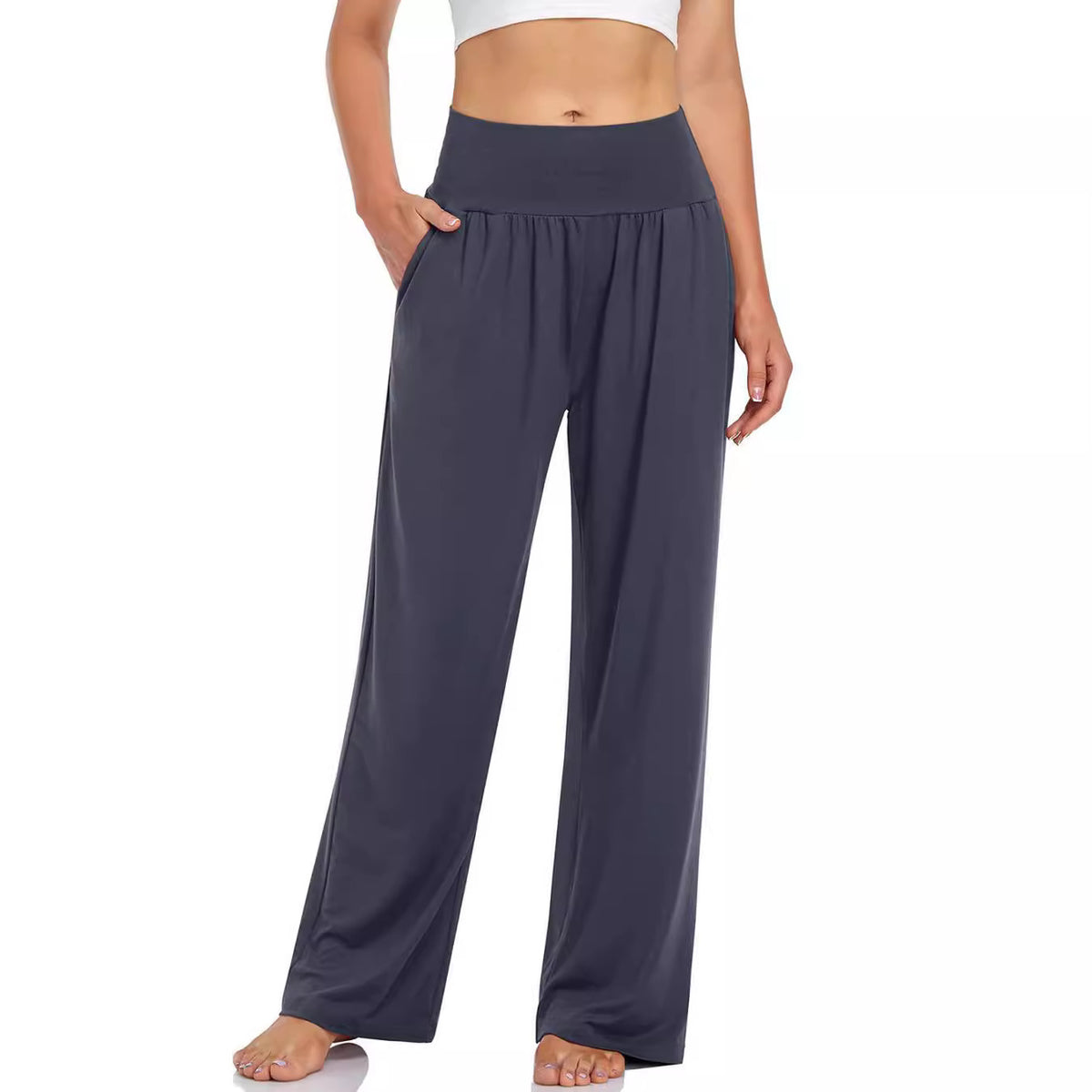 2024 Yoga Running Pants, Cool Solid Color Casual Pants for Women, Popular Summer Style, Relaxed Fit, Comfortable Wide-Leg Pants - image 3