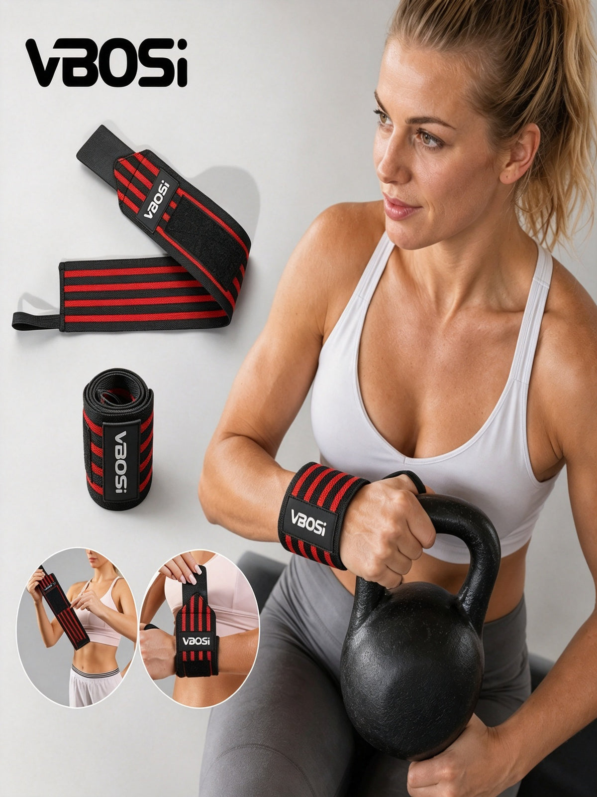 Wristband with Velcro strap for adult fitness, weightlifting training, wrist support, sports protective gear, cross-border factory wholesale - image 1