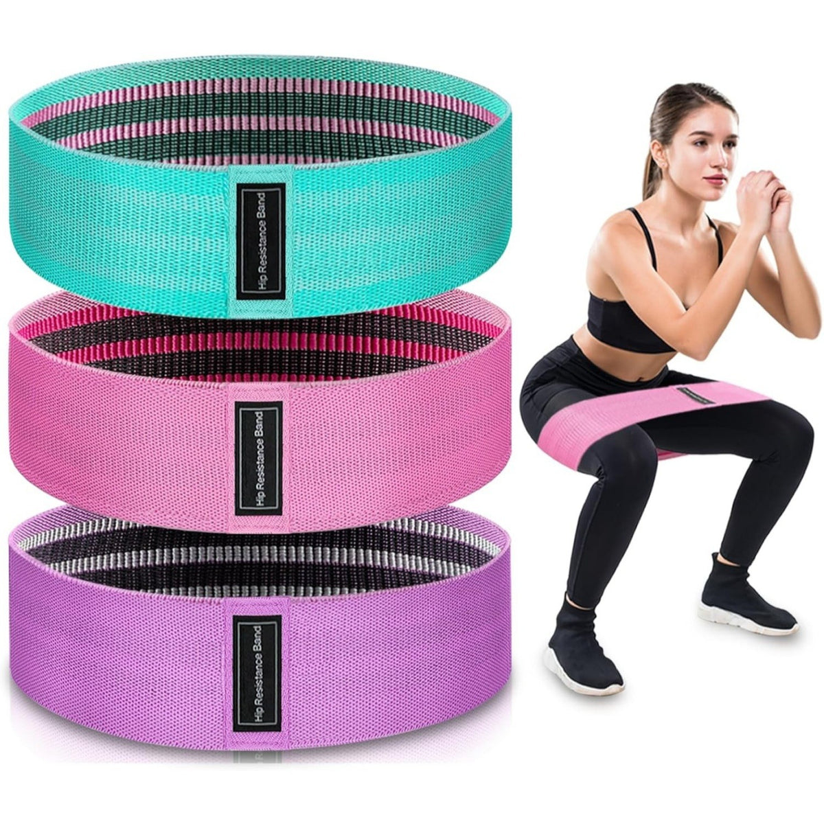 Multi-color fabric elastic band fitness resistance band for women, suitable for leg exercises, yoga, rehabilitation training, and butt shaping - image 1
