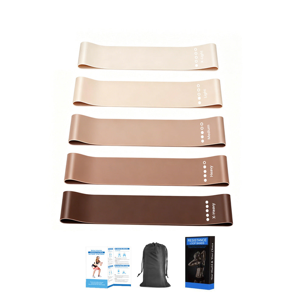 Natural Latex Resistance Bands for Fitness Strength Training, Yoga, Hip Lift, and Stretching, Brown Gradient 5-Piece Set - image 5