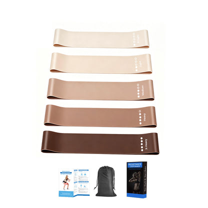 Natural Latex Resistance Bands for Fitness Strength Training, Yoga, Hip Lift, and Stretching, Brown Gradient 5-Piece Set - image 5