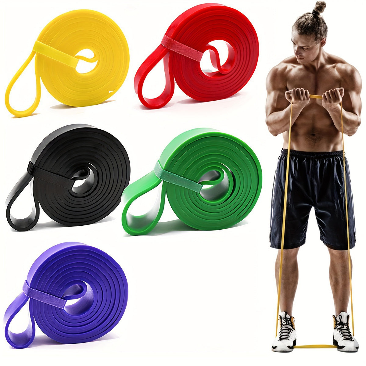 Cross-border resistance bands, yoga fitness elastic bands, TPE latex tension bands for strength training, customizable logo - image 4