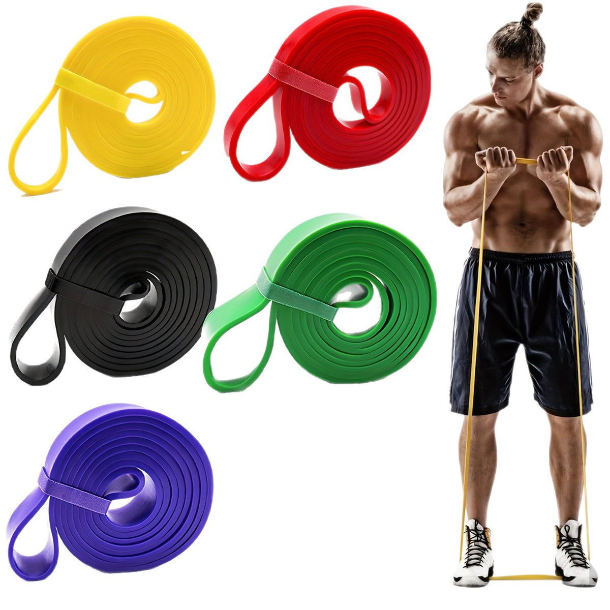Cross-border resistance bands, yoga fitness elastic bands, TPE latex tension bands for strength training, customizable logo - image 5