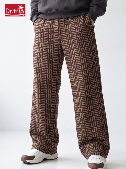 Cross-border American-style autumn trendy fitness pants, digital print sports pants for men, European and American loose wide-leg straight jogging pants - image 3