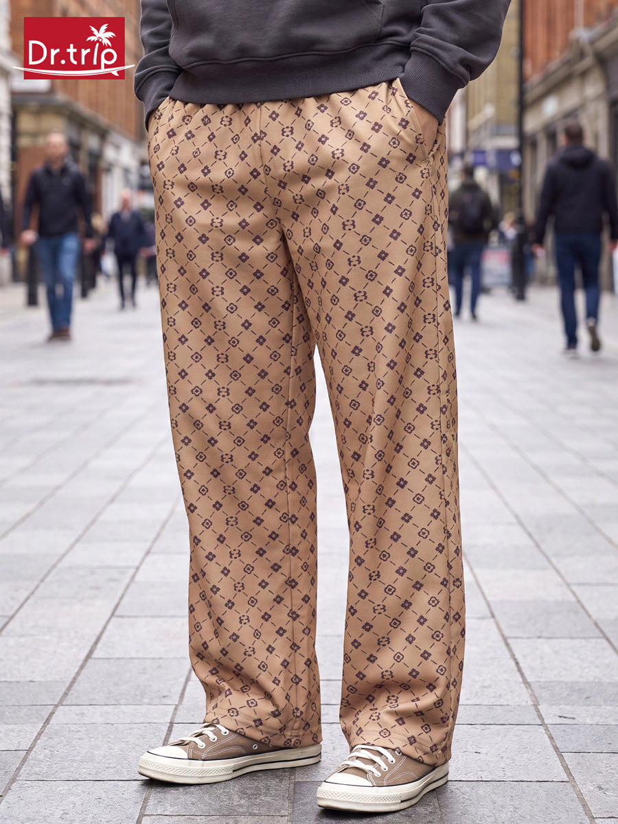 Cross-border American-style autumn trendy fitness pants, digital print sports pants for men, European and American loose wide-leg straight jogging pants - image 4