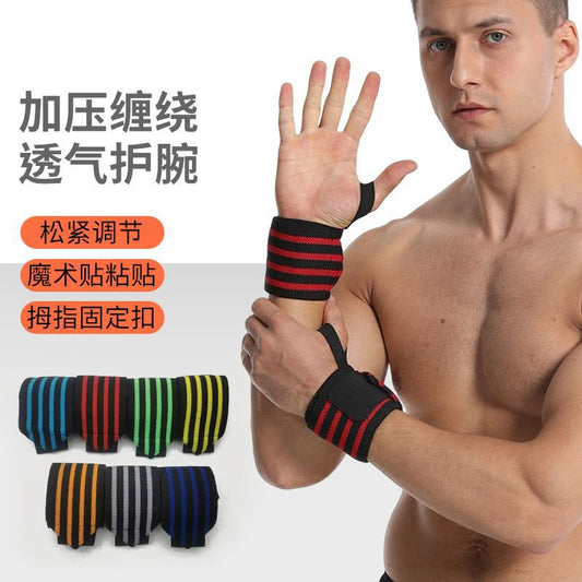 Compression wrap wristband for sports, weightlifting, single and double bar exercises, fitness support strap, wrist protector, elastic wristband, in stock - image 1