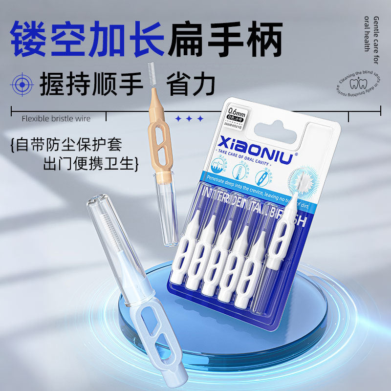xiaoniu DuPont Type I Interdental Brush 6-Pack, Hollow Flat Design, Easy to Grip, Specialized for Orthodontic Care - image 3