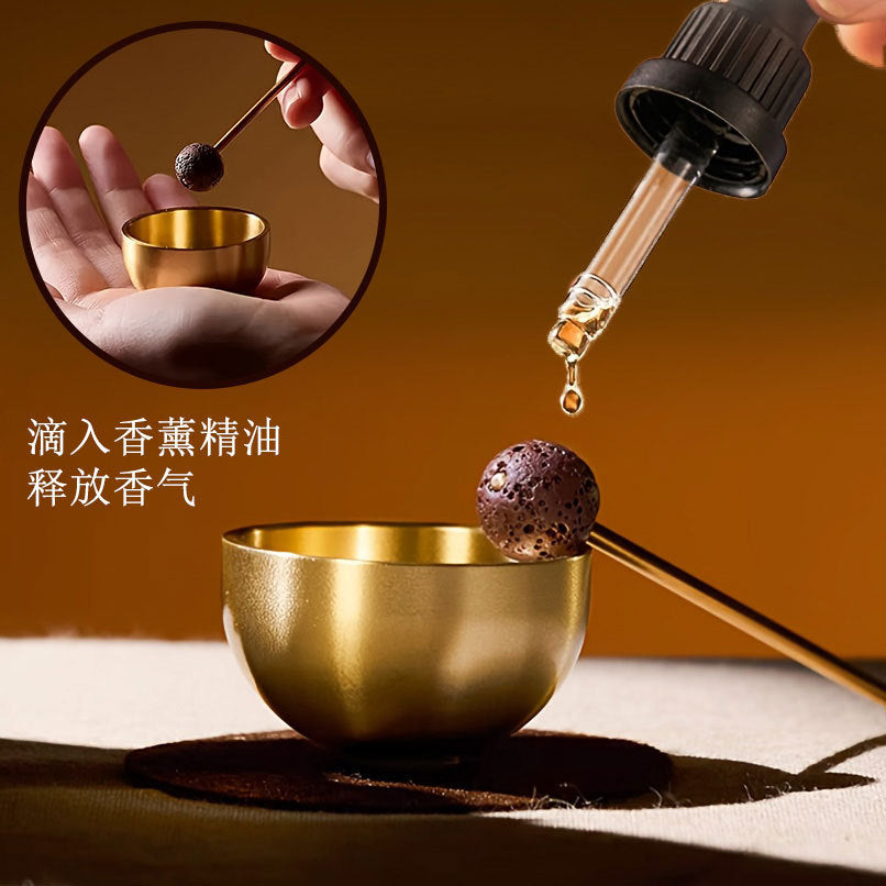 Mini Aromatherapy Singing Bowl Sound Therapy Meditation Stress Relief Ornament for Relaxing Body and Mind, Sanskrit Sound Healing Yoga Meditation Brass Bowl - image 2