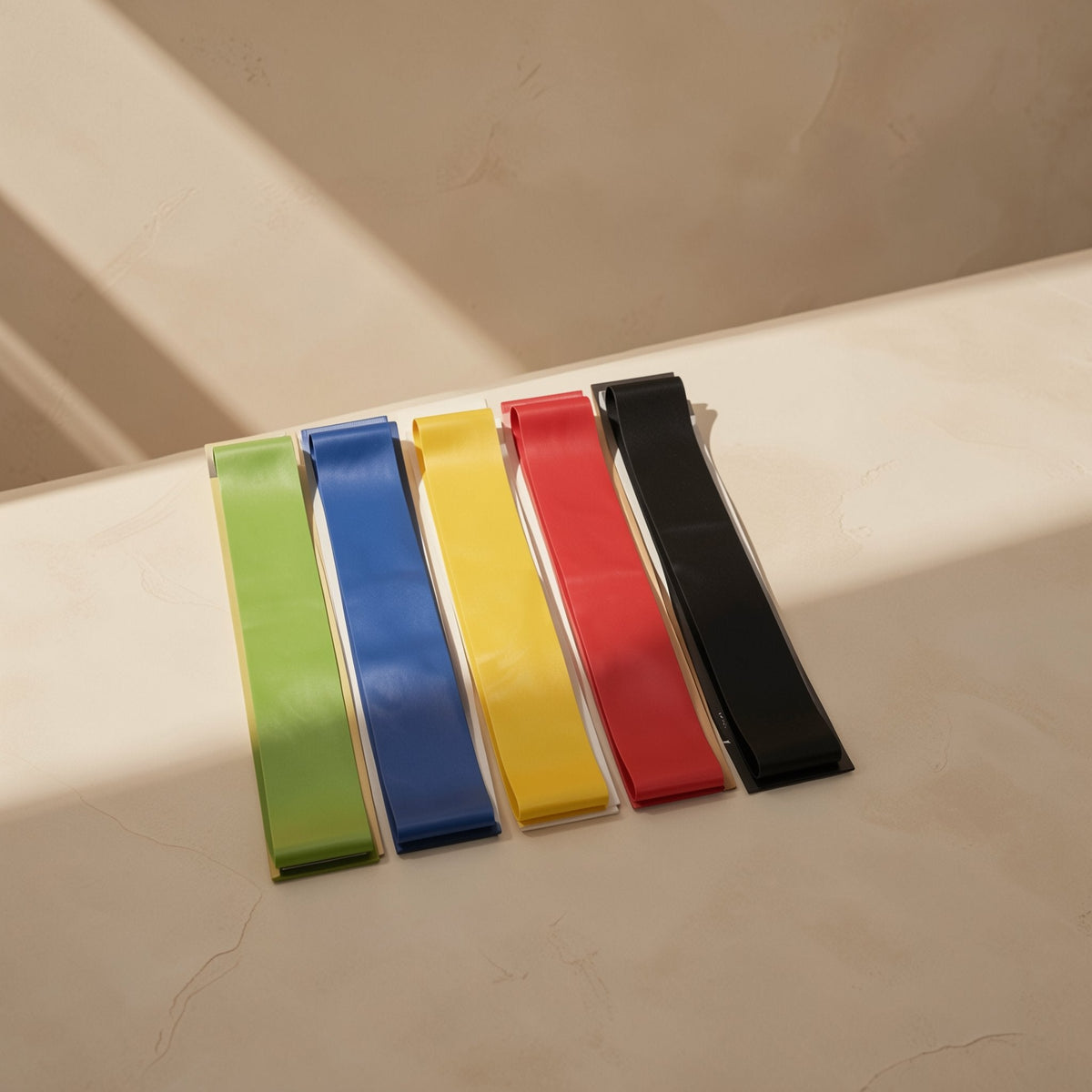 Five-piece TPE resistance band set with levels from X-Light to X-Heavy - view 3