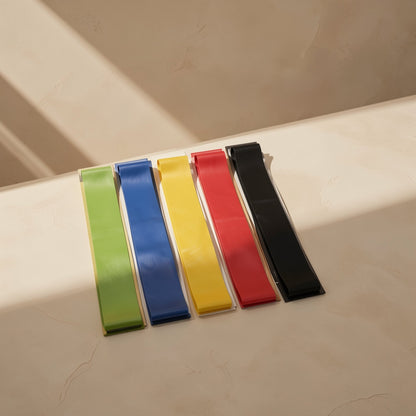 Five-piece TPE resistance band set with levels from X-Light to X-Heavy - view 3