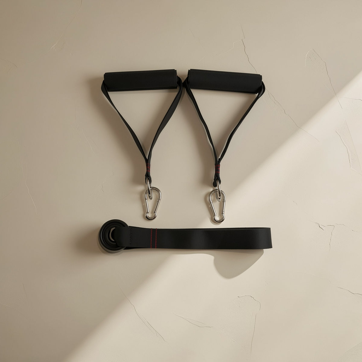 Resistance band handle attachment set with handles, carabiners and a door anchor - view 2