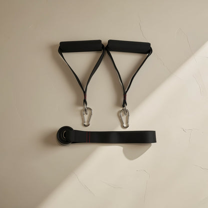 Resistance band handle attachment set with handles, carabiners and a door anchor - view 2