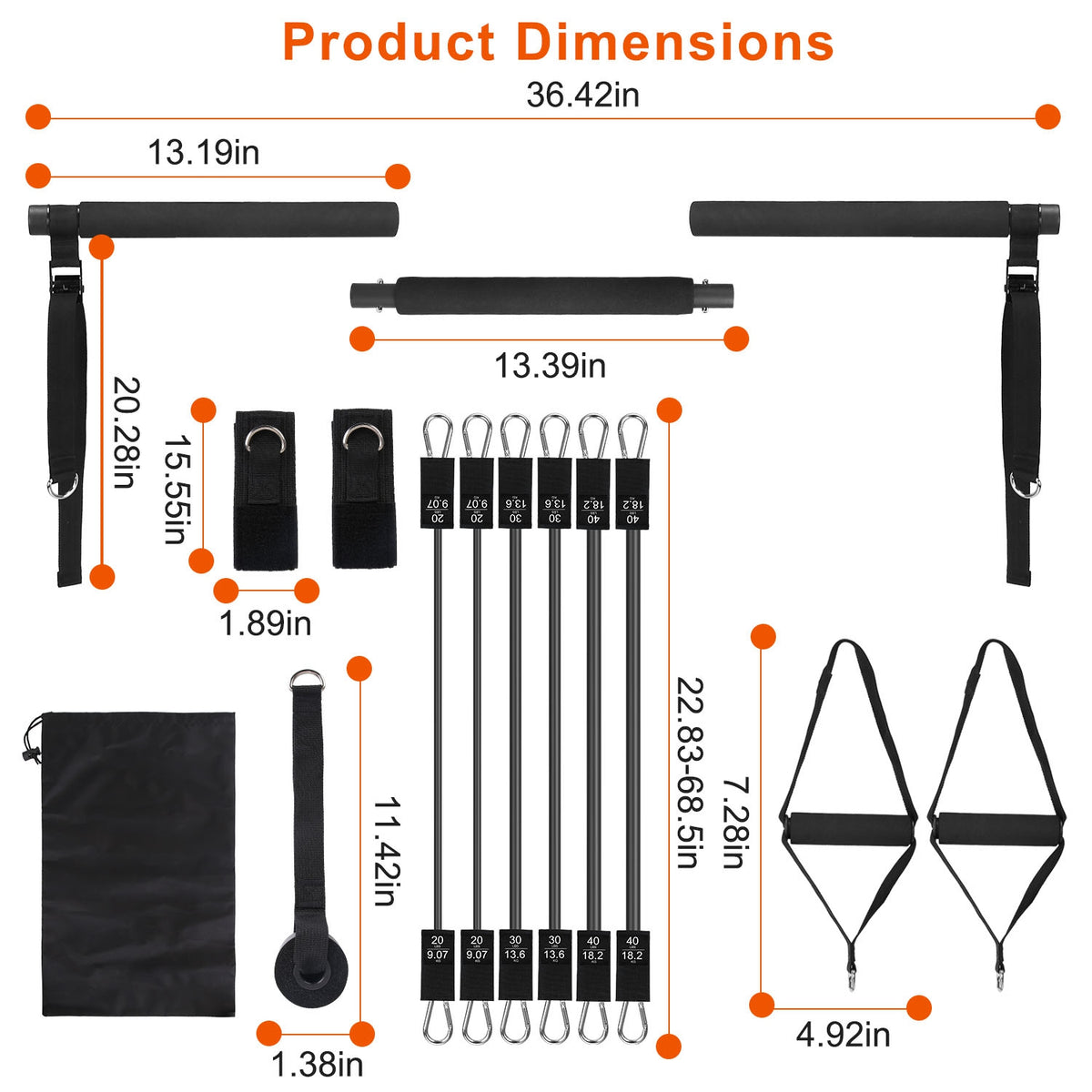Pilates Bar with Resistance Bands Kit