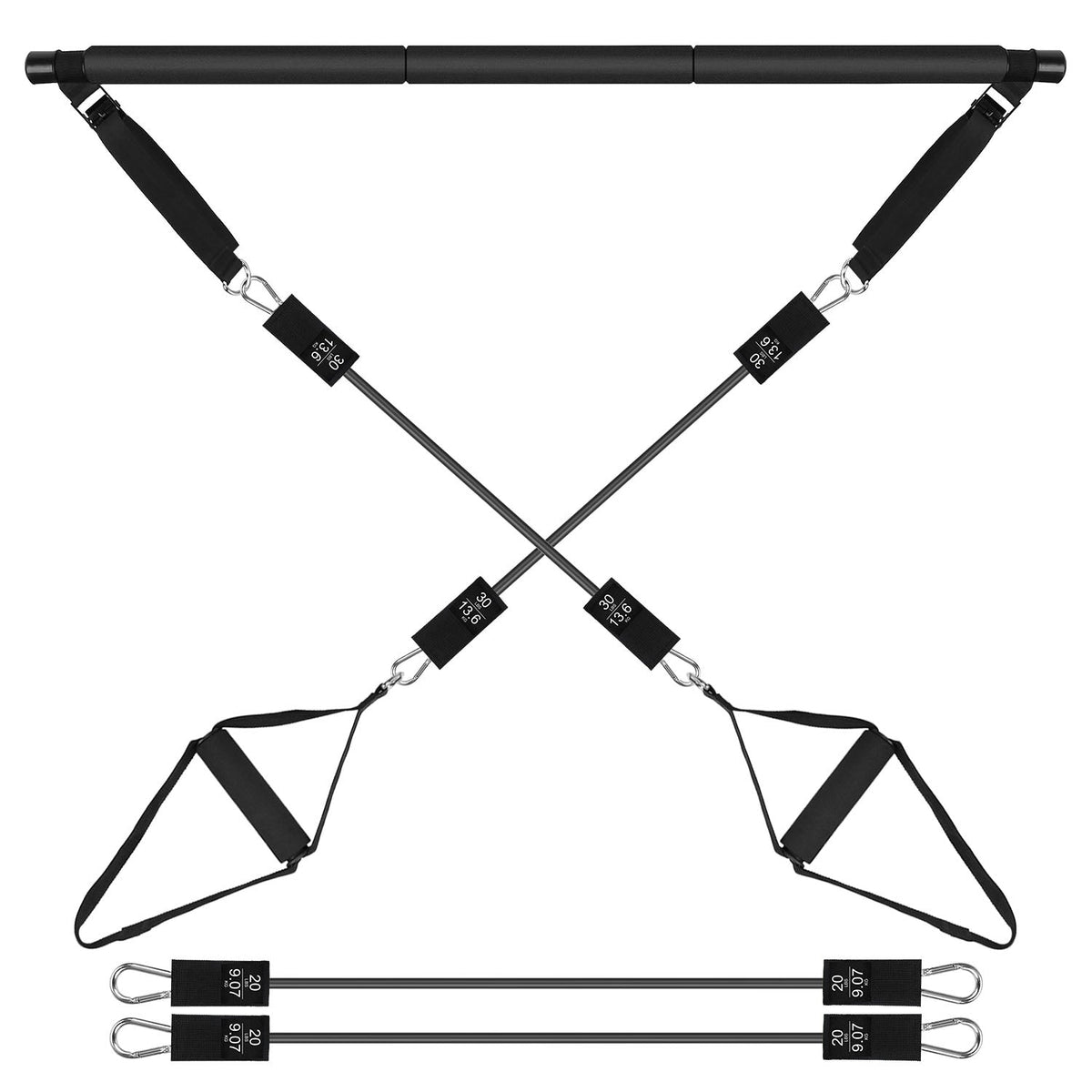 100LBS OR 180LBS Band Options - 1Pc Pilates Bar Kit Multifunctional Pilates…