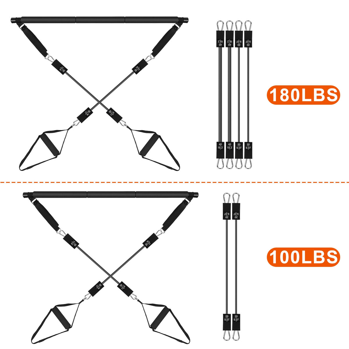 Pilates Bar with Resistance Bands Kit