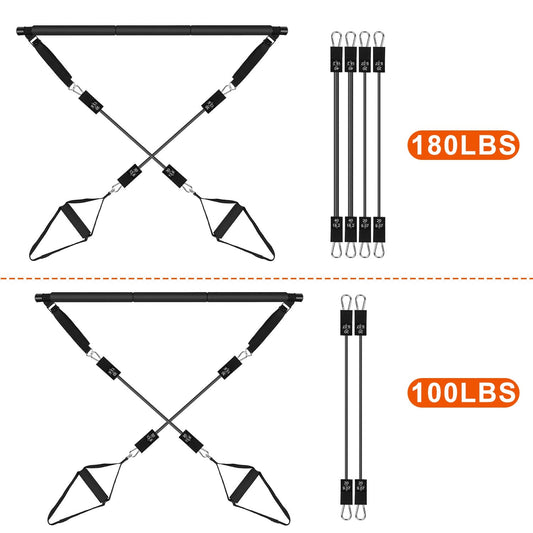 100LBS OR 180LBS Band Options - 1Pc Pilates Bar Kit Multifunctional Pilates…