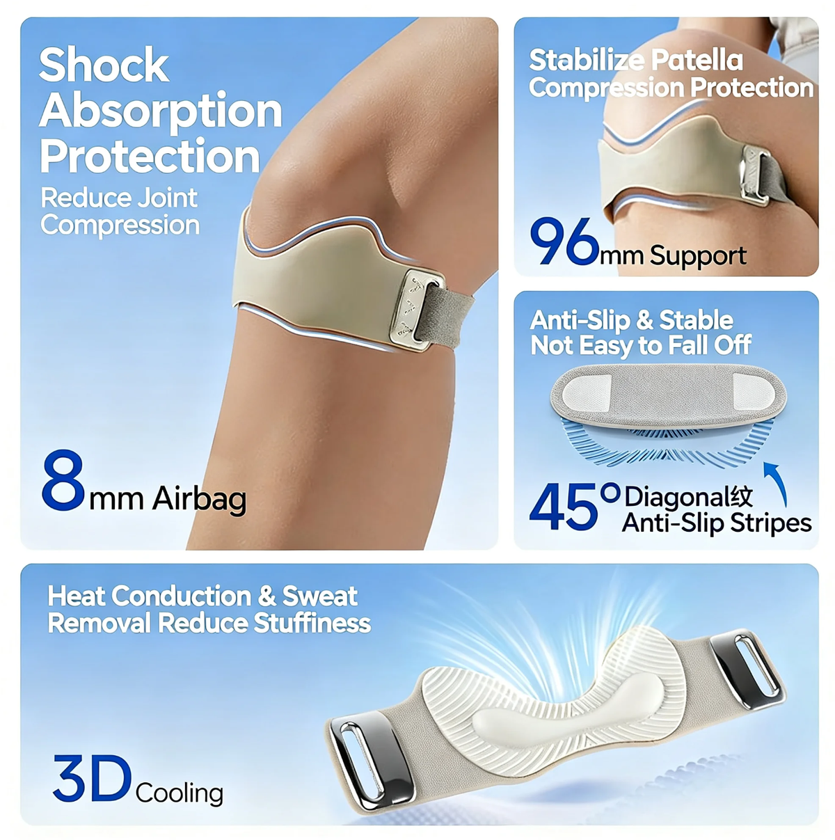 Silicone Patella Knee Strap with 3d