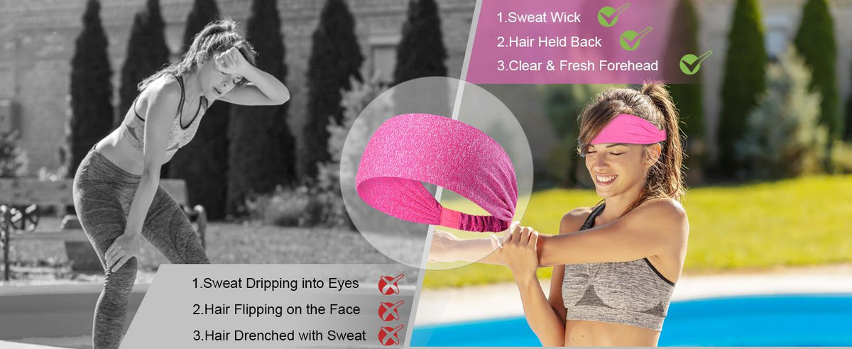 5-Piece Women's Anti-Slip Sports Sweat-Absorbing Headbands Elastic Yoga…