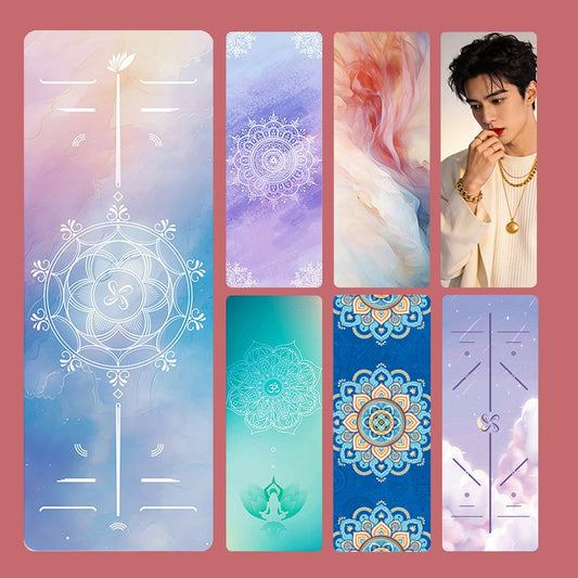 1.5mm Natural Rubber Suede Yoga Mat Printed Ultra-thin Folding Non-slip Cloth Sweat-absorbent Portable Travel Mat - image 1