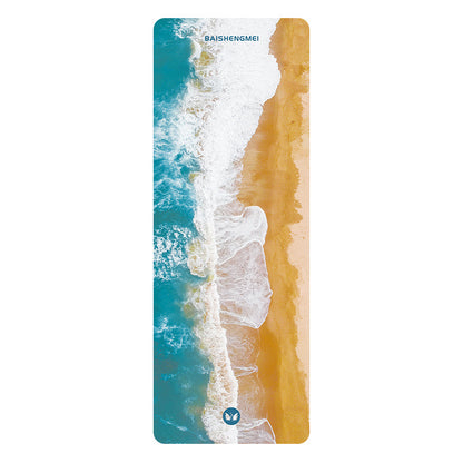 1.5mm Natural Rubber Suede Yoga Mat Printed Ultra-thin Folding Non-slip Cloth Sweat-absorbent Portable Travel Mat - image 5