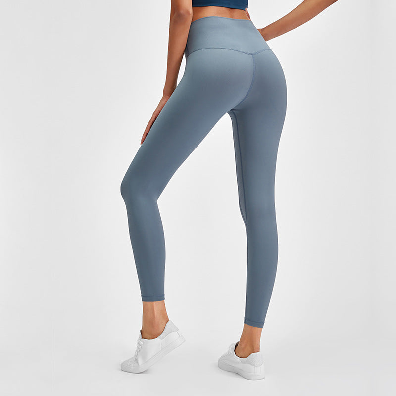 Naked Yoga Pants Women's High Waist Hip-lifting Running Tight Foot Cropped Pants Stretch Scrub Yoga Suit D19037 - image 2